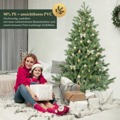 SALCAR Artificial Christmas Tree 150/180/210 cm made of 90% PE injection molding, premium Nordmann fir, realistic Christmas tree with stable metal stand &amp; quick assembly folding system