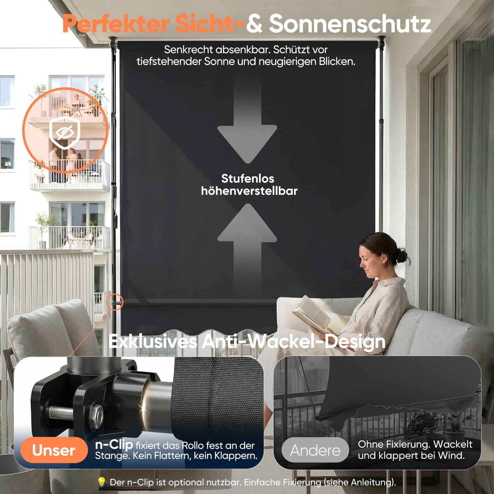 markise uv schutz 50+ Sekey Klemmmarkise ohne Bohren in 150–350 cm Breite, 130 cm Ausfall, 0 – sekeymall