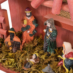 Salcar Weihnachtskrippe aus Holz mit Figuren – 20 LEDs, Batteriebetrieben, 23,5 cm Weihnachtsdeko