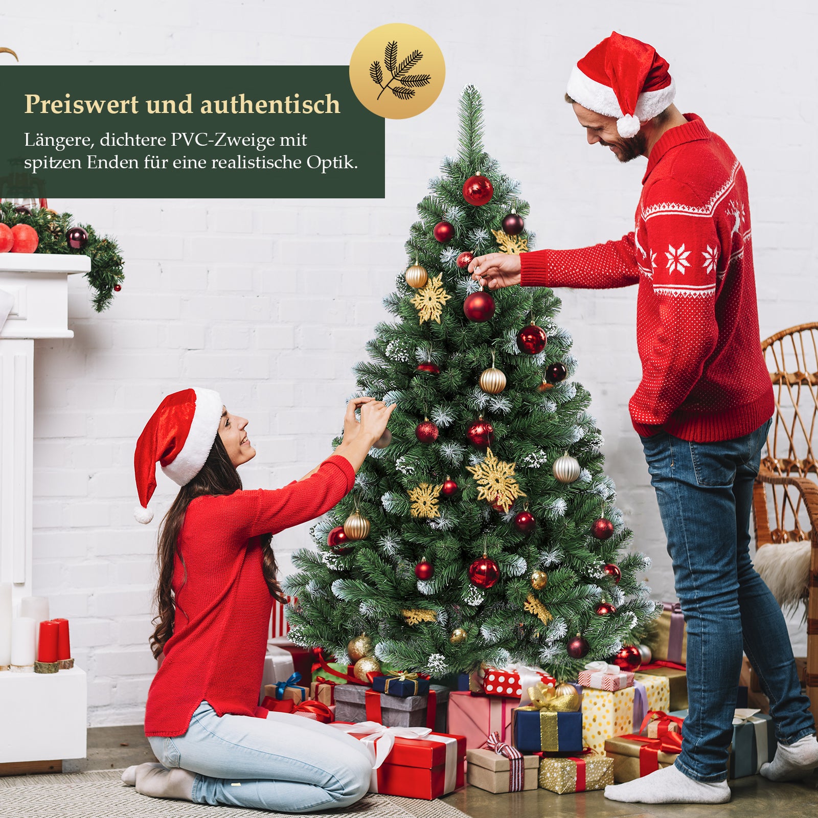 Salcar Künstlicher Weihnachtsbaum mit Schnee – 120/150/180/210 cm – sekeymall