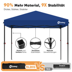 Sekey Premium Pop-Up Pavillon 3×3 m – Wasserdicht & Stabil, Faltpavillon mit Seitenwänden, Höhenverstellbar 250–270 cm