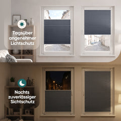Sekey Plissee ohne Bohren Klemmfix – Lichtschutz & Sichtschutz für Fenster und Tür | Dunkelgrau