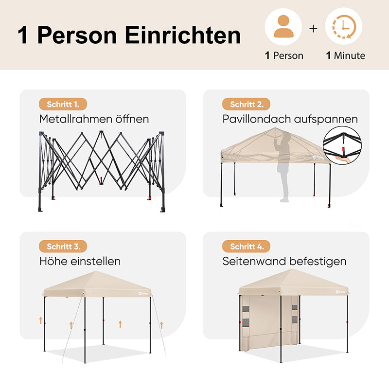 Sekey 300 x 300 cm Faltpavillon mit 1 Seitenteilen