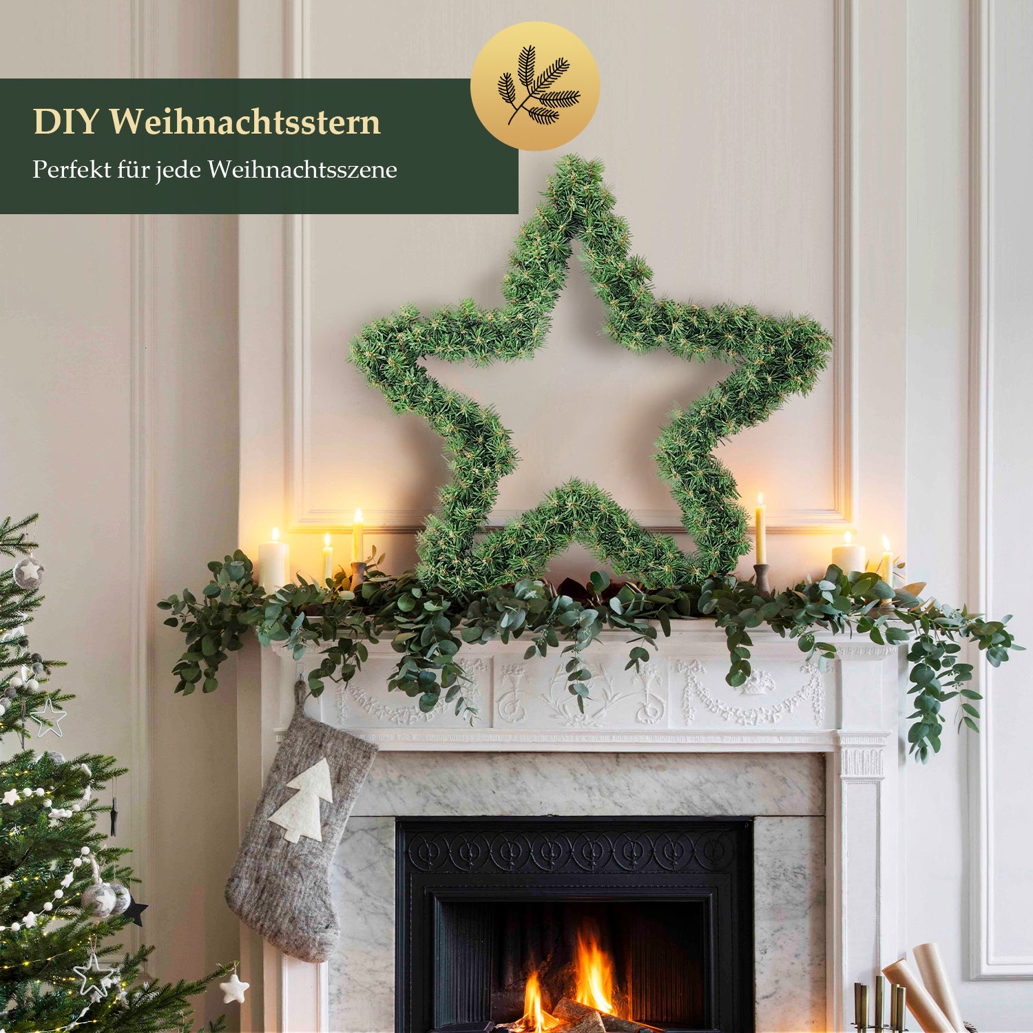 SALCAR PVC Weihnachtsstern 40 cm/55 cm – Realistische Weihnachtsdeko mit 200/240 Zweigen für Innen & Außen