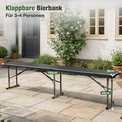 Sekey Klappbare Bierbank 183 cm – Kunststoff Campingbank & Bierzeltbank bis 300 kg Belastbar, Gartenbank Klappbar mit Tragegriff, Schwarz
