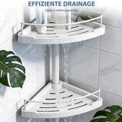 Sekey Duschregal Ohne Bohren Weiß – Höhenverstellbares Eck-Duschregal 79–315 cm mit 4 Kunststoff-Körben, Stabiles Teleskop-Dusch-Organizer für Badezimmer