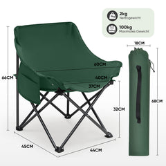 Sunula Campingstuhl Faltbar Ultraleicht, 1/2 Stück, Tragbar mit Tragetasche und Seitentaschen, 100 kg Belastbar, Rutschfeste Füße, Mondstuhl Design, Für Camping, Angeln, Picknick, Garten, Strand, 600D Oxford-Stoff