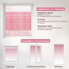 Sekey Plissee ohne Bohren – Lichtschutz Rollo Klemmfix aus Vliesstoff für Fenster & Türen, Rosa