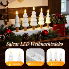 Salcar LED Weihnachtskerzenbaum – 5-flammiger Tischleuchter aus Holz, Warmweiß – Batteriebetriebenes LED Dekolicht für Advent & Weihnachten