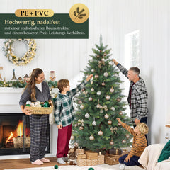 Salcar Künstlicher Weihnachtsbaum mit Holzständer, Premium PE+PVC Tannenbaum, Realistische & Dichte Optik, Einfacher Aufbau für Innenräume