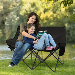 Sunula Faltbarer Campingsofa für 2 Personen, Tragbarer Campingstuhl bis 150 kg, Mit Armlehne und Tragetasche, Outdoor-Faltstuhl, Ideal für Picknick, Camping, Garten, Balkon, Angeln