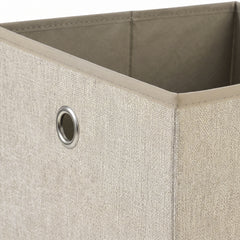 Sekey Aufbewahrungsboxen 6er Set 33 × 33 × 33 cm – Faltbare Stoffboxen mit Grifföse, stabile Ordnungsboxen für Kallax-Regale, Beige