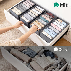Sekey Schubladen-Organizer Set 8 Fächer, Vliesstoff, 2 Größen (19×40×11 cm & 22×51×11 cm), für Kleidung, Accessoires & Alltagsartikel