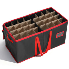Salcar Schwarze Aufbewahrungsbox für 128 Weihnachtskugeln – Faltbare Christbaumkugel-Box 64,8×32,3×34,2 cm mit 128 Fächern, Tragegriffen & Doppelreißverschluss