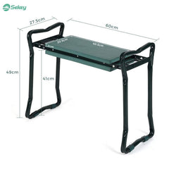 Sekey Height-Adjustable Kneeling Bench for Gardening, Load Capacity 160KG/180KG, Foldable Garden Stool with Tool Pockets, Knee Comfort for Gardening, Green