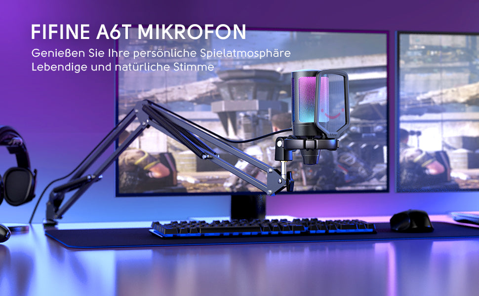 FIFINE USB Kondensator Mikrofon mit Arm und Stummschalttaste