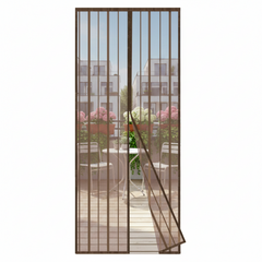 Sekey magnet fly screen door made of polyester, with straps, brown