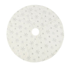 SALCAR Christbaumdecke mit Schneeflocken Dekoration, Runder Teppich Weiße Plüsch Decke, Weihnachtsbaumdecke Baumrock, Baumteppich Weihnachten
