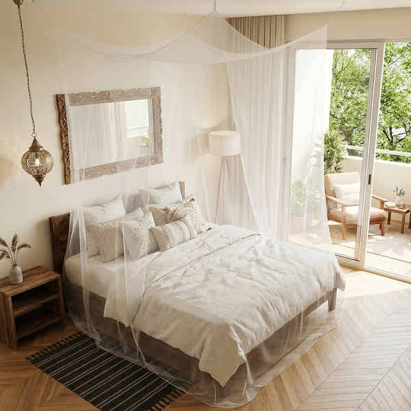 Moskitonetz Für Doppelbett Moskitonetz Für Bett – Rundes Insektennetz Mit Spannring, 360°-Schutz, 250 Cm Hoch, 1100 Cm Umfang, Für Einzel- & Doppelbetten, Camping & Reise