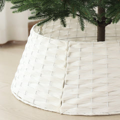Salcar Weihnachtsbaumdecke aus Poly-Rattan in Weiß – Eleganter Weihnachtsbaumrock, Ø 60 / 66 cm, Stilvolle Abdeckung für den Baumständer