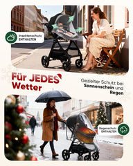 Sekey BW600 3-in-1 Kombi-Kinderwagen – Reisesystem mit Babyschale, Liegewanne & Buggy, Moskitonetz, Regenschutz, Federung, 5-Punkt-Gurt, All-Wetter Travel System 0–4 Jahre