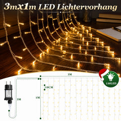 Salcar 2 x 1 m / 3 x 1 m / 6 x 1 m LED light curtain, 100 / 150 / 300 LEDs