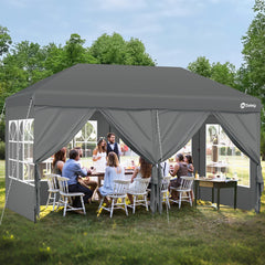 Sekey Faltpavillon 3x6m mit 6 Seitenteilen, One-Touch-System, UV50+ & wasserdicht, Höhenverstellbar (250–270cm), inkl. Sandsäcke & Tragetasche