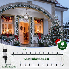 Salcar LED Lichterkette Weihnachten Kaltweiß, 10–15 m, 150–220 LEDs, IP44 Outdoor, 8 Modi, Timer & Memory