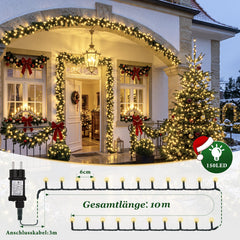 Salcar Gelb LED Lichterkette 10–15 m mit 150/220 LEDs, 8 Lichtmodi, Timer & Memory, IP44, 31V Niedervolt, Weihnachtsbeleuchtung für Innen & Außen