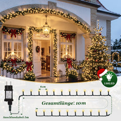 Salcar LED Lichterkette Weihnachten Warmweiß, 5–15 m, 85–220 LEDs, IP44 Outdoor, 8 Modi, Timer & Memory