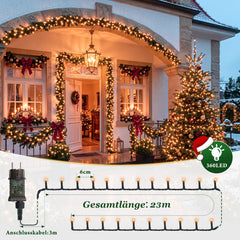 Salcar LED Lichterkette Orange 23 m mit 360 LEDs, Fernbedienung, 8 Lichtmodi, 4-stufig dimmbar, 3 Timer, Memory, IP44, 31V für Innen & Außen