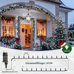 Salcar  LED Lichterkette 23 m mit 360 LEDs, Fernbedienung, 8 Lichtmodi, 4-stufig dimmbar, 3 Timer, Memory, IP44, 31V für Innen & Außen