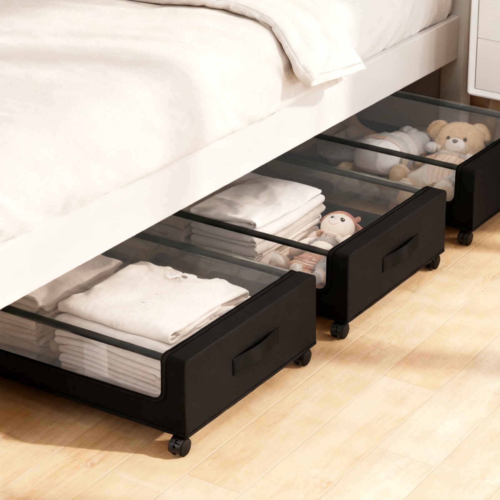 bettgestell unterbett+aufbewahrung Sekey Unterbett-Aufbewahrungsbox mit Rollen 78 × 44 × 14 cm, Metallrah – sekeymall