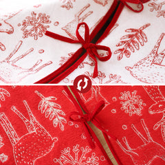 Salcar Beidseitig bestickte Weihnachtsbaumdecke in Rot und Weiß – Doppelseitiger Christbaumrock mit Rentier- & Schneeflockenmotiv