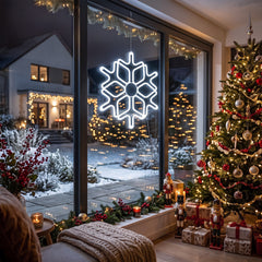 Salcar LED Schneeflocke Weihnachtsdeko Kaltweiß – 40/60 cm, 300 LEDs, IP44 für Fenster & Außen