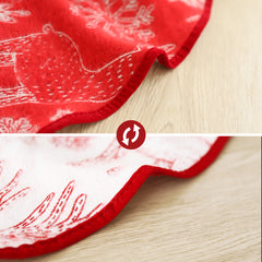 Salcar Beidseitig bestickte Weihnachtsbaumdecke in Rot und Weiß – Doppelseitiger Christbaumrock mit Rentier- & Schneeflockenmotiv