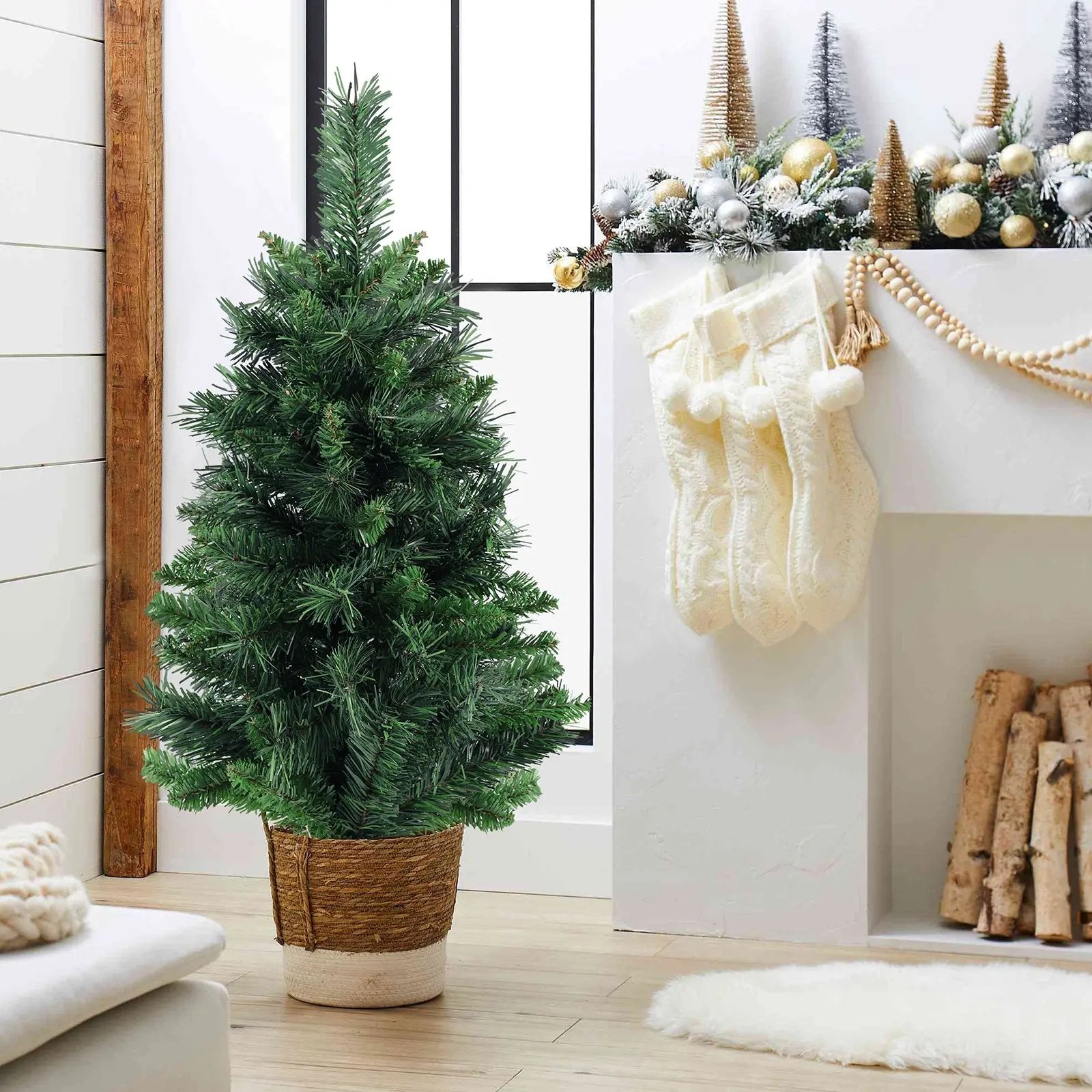 Salcar 60cm/90cm PVC Künstlicher Weihnachtsbaum mit Ständer – Schneller Aufbau, Dekoration – sekeymall