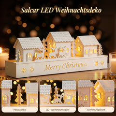 Salcar LED Weihnachtsdorf Schwibbogen – 43 cm, 8 LEDs, Batteriebetrieben, Fensterdeko Weihnachten