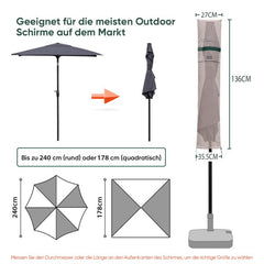 Sekey 136 x 27/35.5 cm protective cover for 200 cm parasol, made of polyester fabric