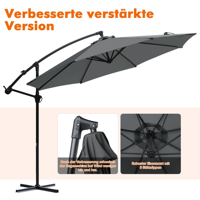 Sekey 300 cm cantilever umbrella, sun protection UV50+