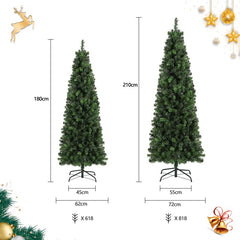 Salcar PVC Artificial Christmas Tree Narrow, Fir Tree Christmas Tree Artificial Quick Assembly with Folding System, Christmas Tree Stand and Gloves