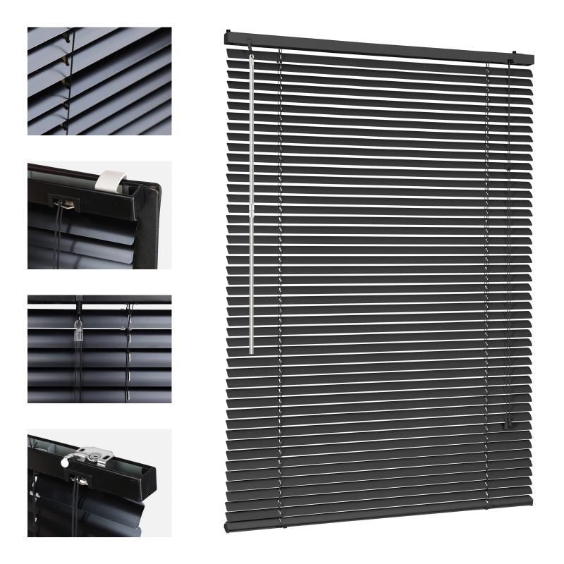 Sekey aluminium blinds without drilling, 25mm aluminium slats, black