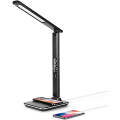 WILIT U13AQ 18W LED desk lamp, with 5 brightness levels/3 color temperatures, with 5W charging function and 10W USB charging function, with alarm clock