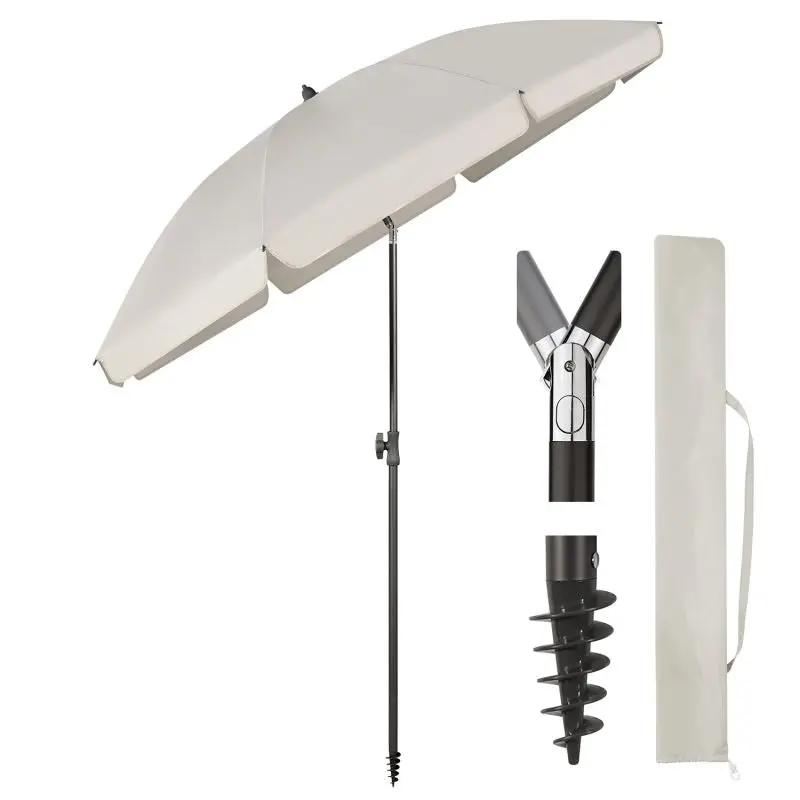 Sekey 180 cm Strandschirm mit Schutzhülle und Bodenhülse, Sonnenschutz UV50+
