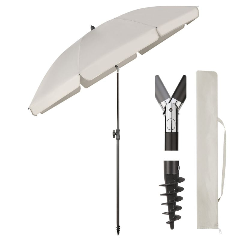 Sekey ∅ 180 cm beach umbrella with protective cover and ground sleeve, sun protection UV50+