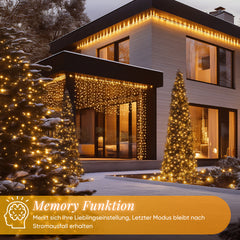 Salcar LED Cluster Lichterkette Kupferdraht | 200/400/600/800 LEDs | 5m/10m/15m/20m | Warmweiß, 8 Modi, Timer & Memory, IP44 Wasserdicht für Innen & Außen