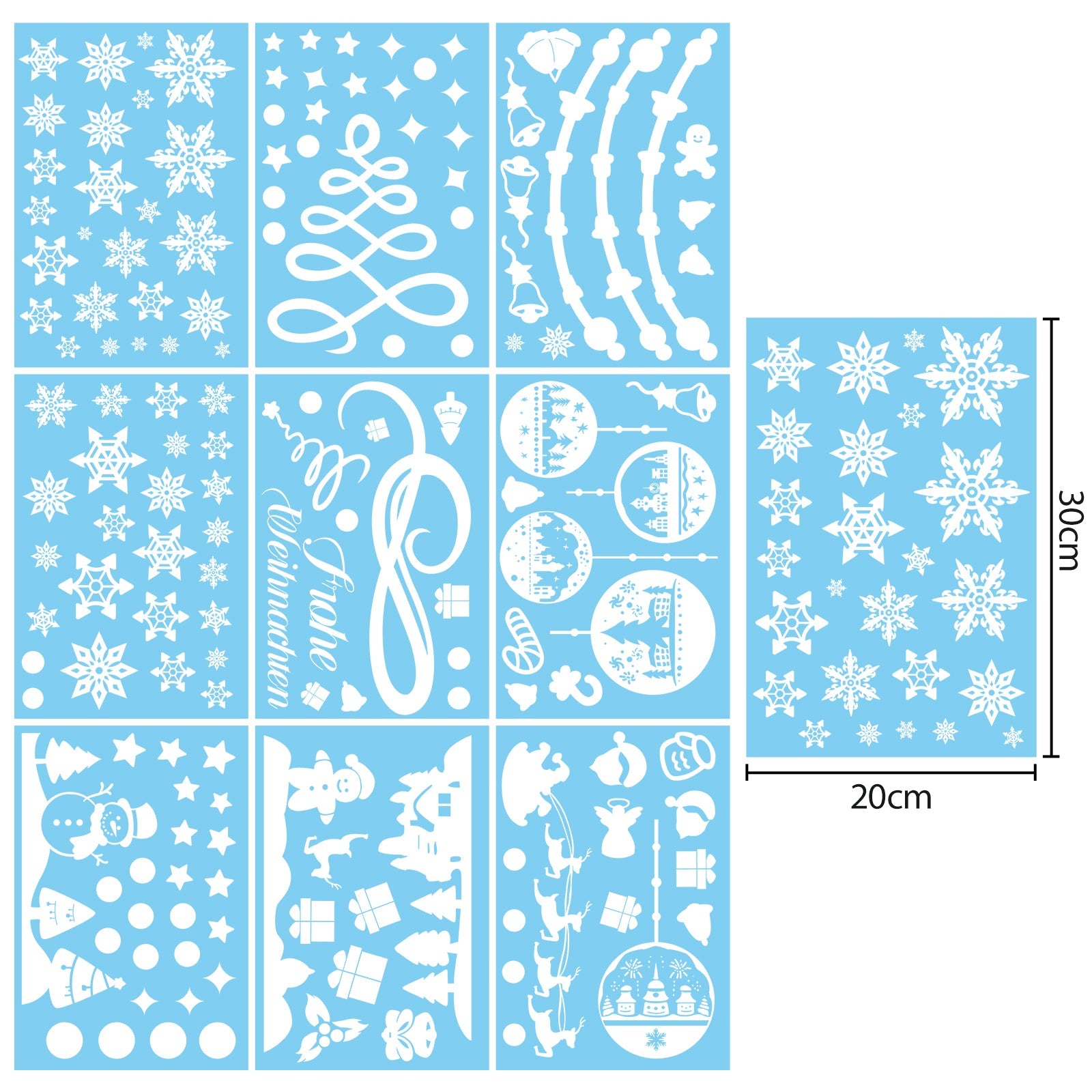 Salcar Fensterbilder Weihnachten – Wiederverwendbare Fensterdeko Weiß, Selbstklebend ohne Kleber, Beidseitig Sichtbar mit Schneeflocken, Häusern & Schneemann Salcar