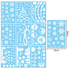 Salcar Fensterbilder Weihnachten – Wiederverwendbare Fensterdeko Weiß, Selbstklebend ohne Kleber, Beidseitig Sichtbar mit Schneeflocken, Häusern & Schneemann Salcar