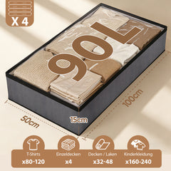 Salcar Unterbett-Aufbewahrungsboxen – 90L, atmungsaktiv, modular, ideal für Kleidung, Bettwäsche & saisonale Textilien