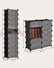 Sekey shoe cabinet with 10 compartments – Modular shoe organizer for up to 20 pairs of shoes, stable &amp; space-saving, incl. hammer &amp; anti-tip device